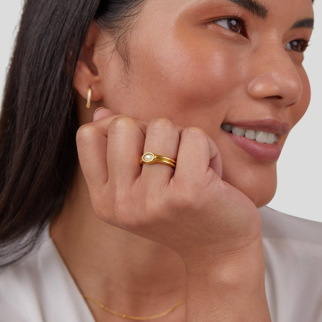 Chunky Pearl 18K Zlatý Prsten