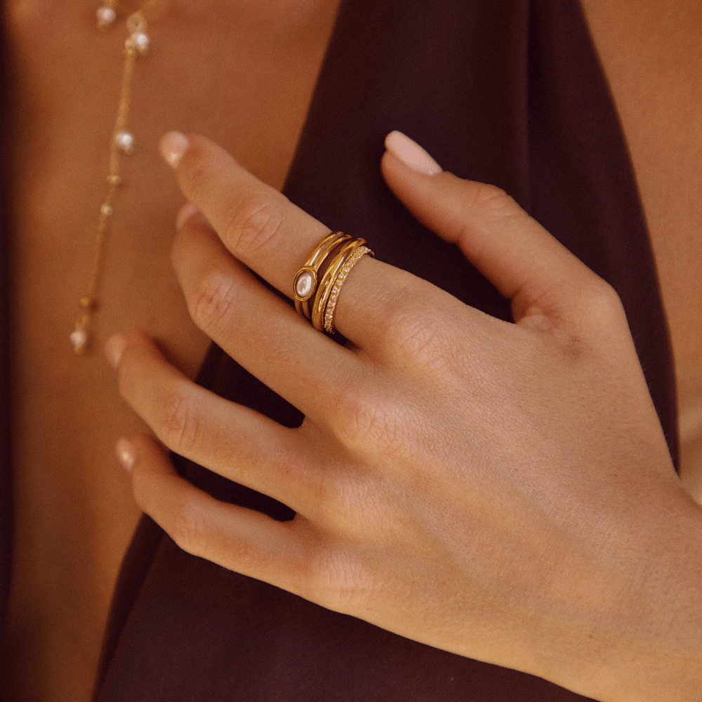 Chunky Pearl 18K Zlatý Prsten