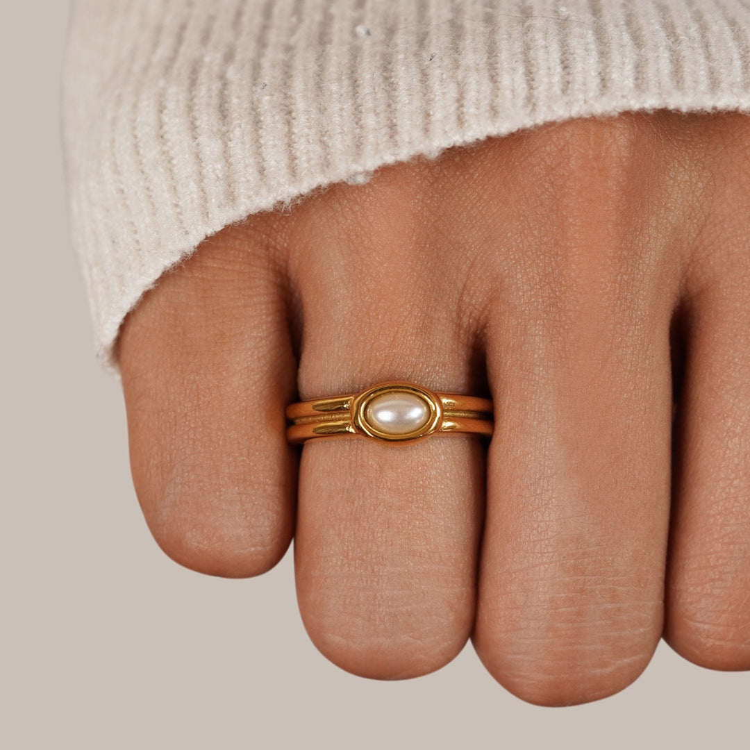 Chunky Pearl 18K Zlatý Prsten