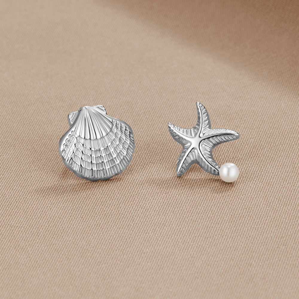 Stříbrné náušnice Naia Shell & Starfish