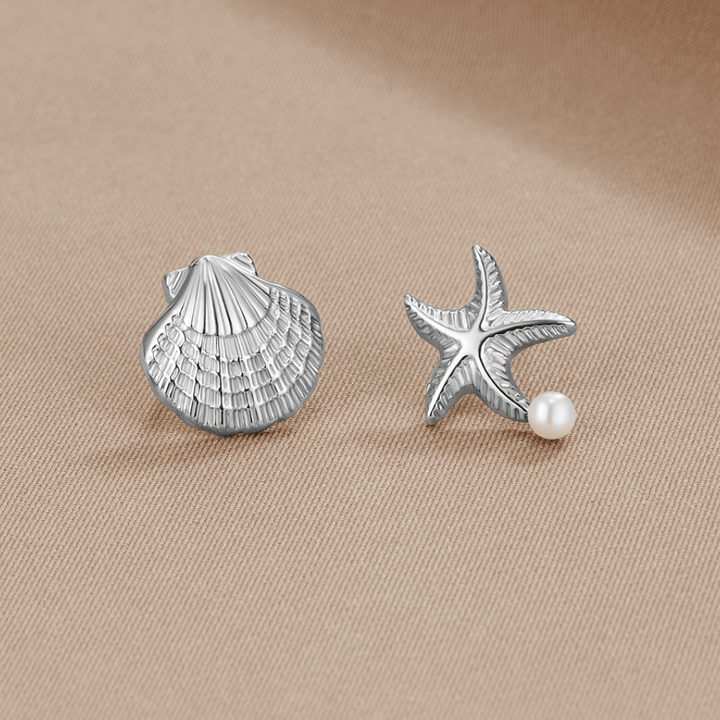 Stříbrné náušnice Naia Shell & Starfish