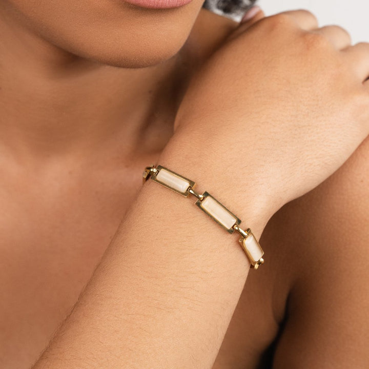 Opálová zlatá baguette náramková