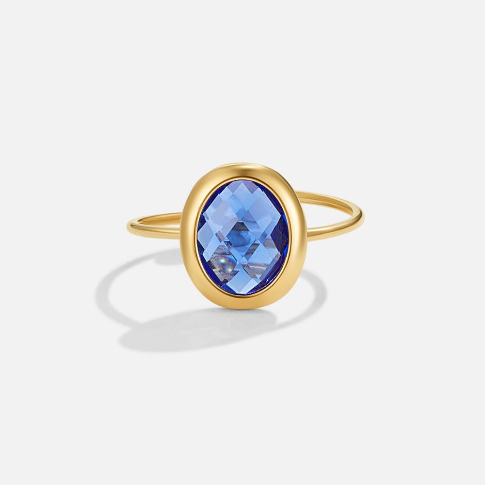 Prsten Sapphire modrý s krystaly zlatý – prsten, Perla Čech